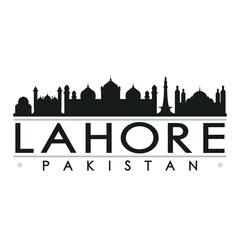 Fototapeta premium Lahore Pakistan Skyline Silhouette Design City Vector Art Famous Buildings 