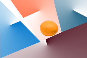 Orange in the center of the space surrounded by polygons