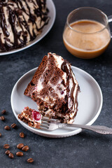 Dessert - Chocolate Layer Cake Icing and Fresh Mint