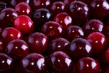Sweet cherry background. Tasty bright background with cherry.