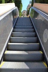 Empty urban escalator in Barcelona, Spain