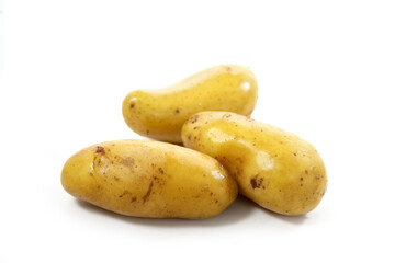 Young potatoes boiled in their skins isolated on a white background, copy space, selected focus,...