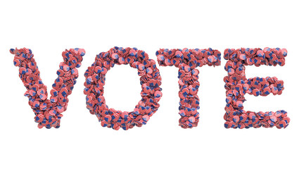 Vote from Badges with American flag, 3D rendering