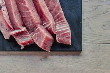 Raw steak of tuna yellowfin fillets