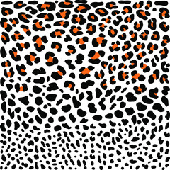 Leopard skin seamless pattern. Black color with color spots. For printing on fabric, paper, souvenirs, things. Wallpaper, covers, shoes.