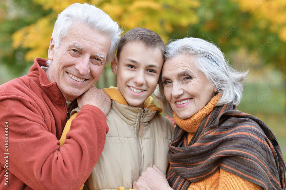 Canvas Prints portrait of happy grandfather, grandmother and grandson