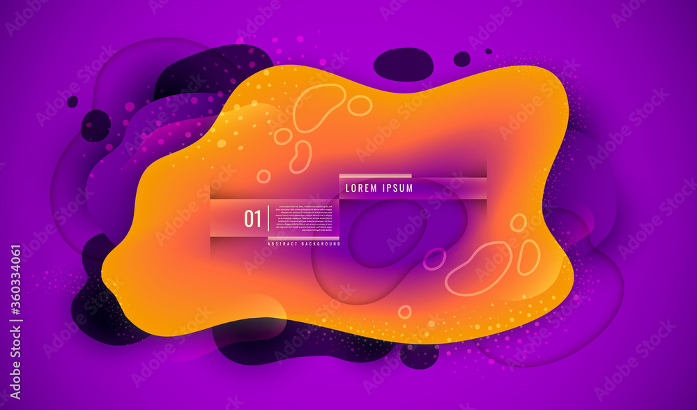 Poster fluid style banner design with typography. modish composition in color. vector illustration.