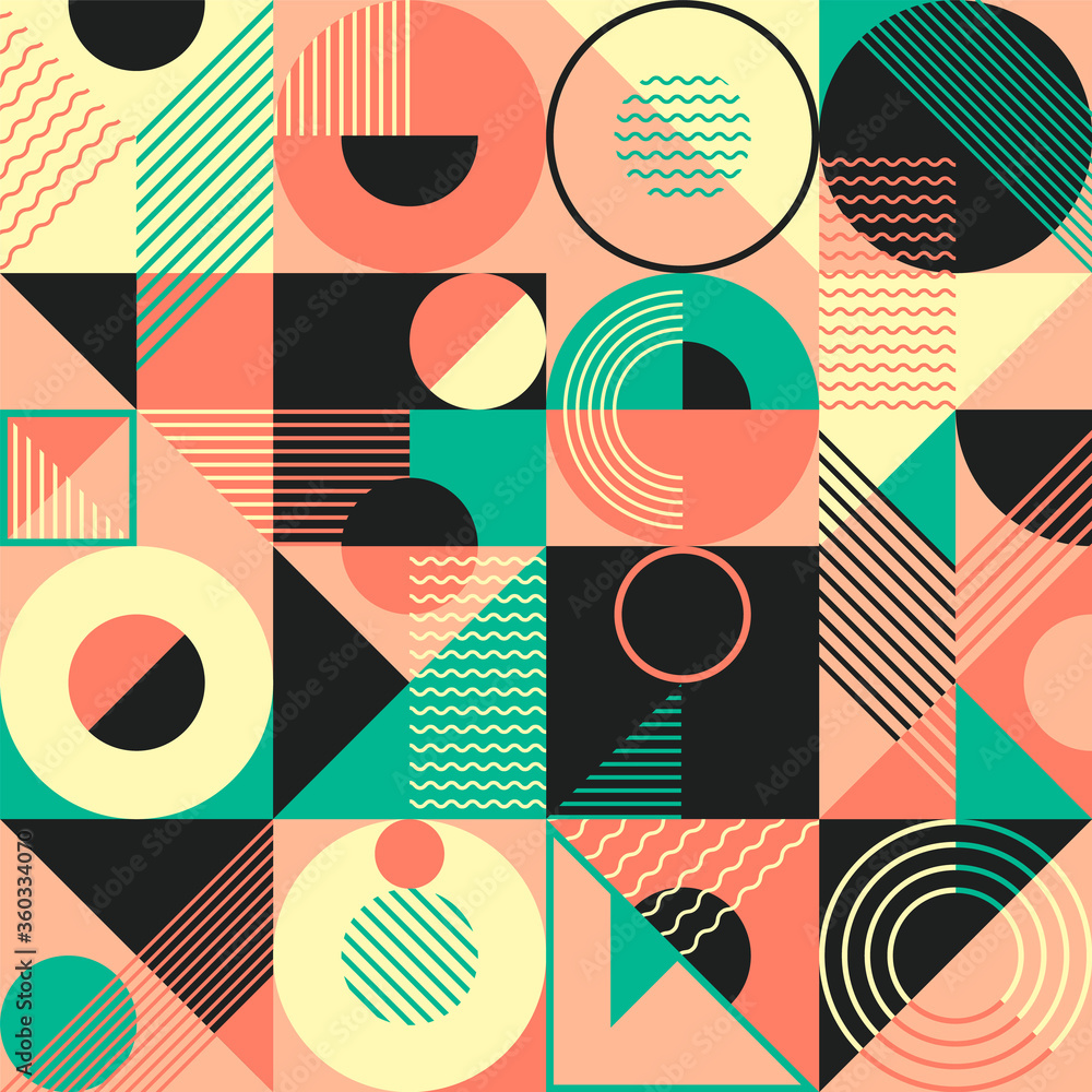 Poster geometric pattern design in retro style. vector illustration.