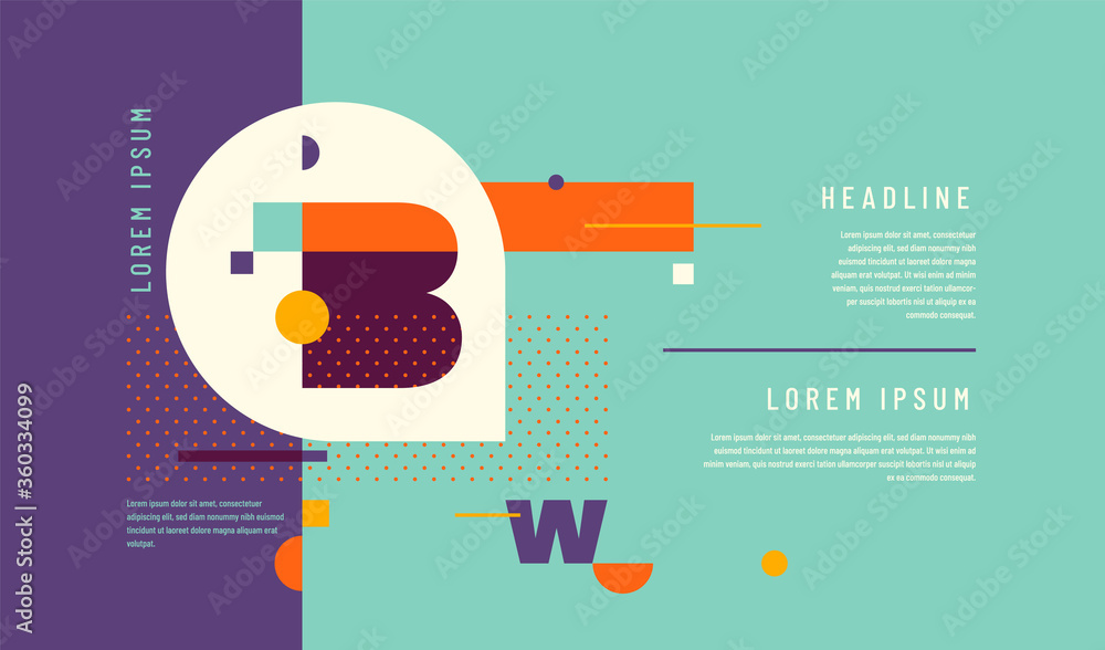 Poster minimalist banner design in abstract style with geometric shapes and text. vector illustration.