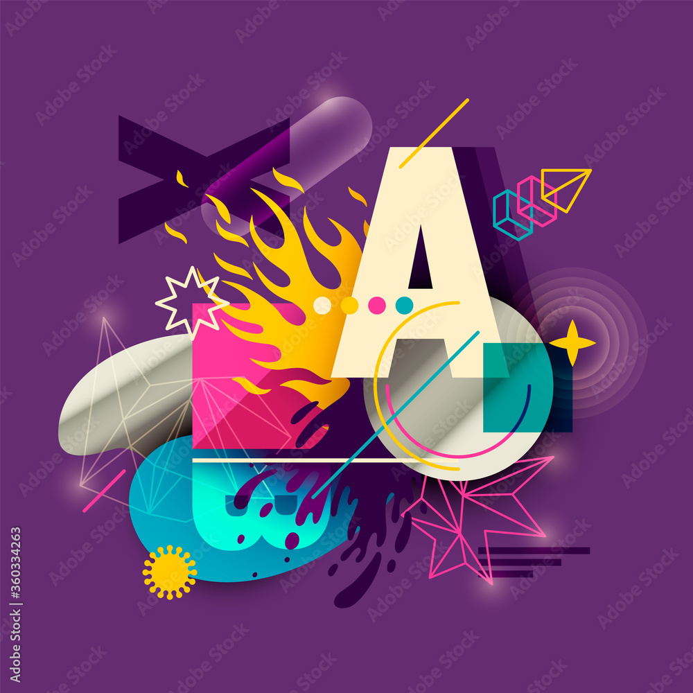 Aufkleber modish abstraction with colorful various shapes. vector illustration.