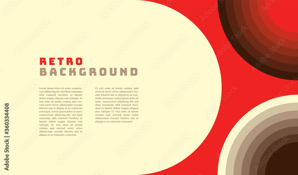 Fototapete simple retro background design with circles, headline and text. vector illustration.