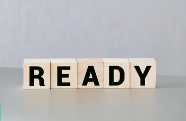 READY word written on wood block, business block