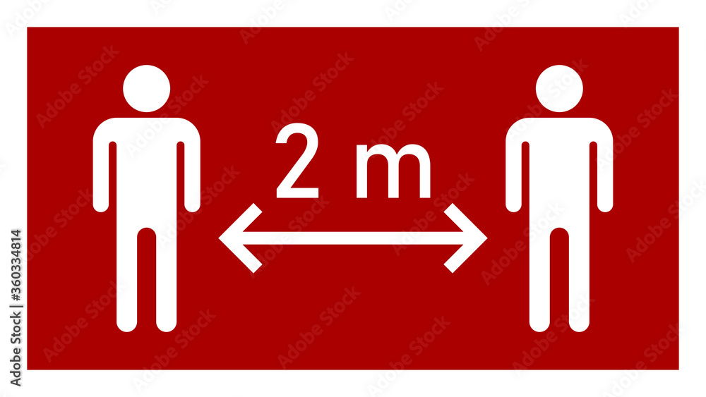 Poster social distancing keep your distance or maintain a distance of 2 m or 2 metres icon with an aspect r