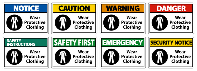 Wear protective clothing sign on white background