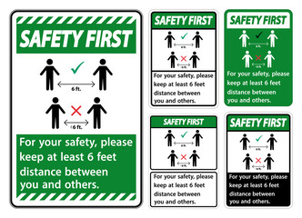 Safety First Keep 6 Feet Distance,For your safety,please keep at least 6 feet distance between you and others.