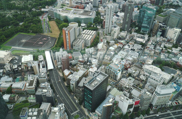 Tokyo landscape Ariel cityscape and street view in concept city of business, industry, finance and economic.