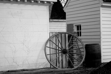 old wheel in village