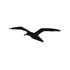 Vector black hand drawn sketch flying seagull silhouette isolated on white background