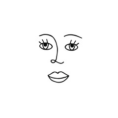 Fototapeta premium Vector hand drawn doodle sketch woman face isolated on white background