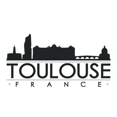 Obraz premium Toulouse France Skyline Silhouette Design City Vector Art Famous Buildings 