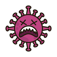 virus emoticon, covid-19 emoji character infection, face flat cartoon style
