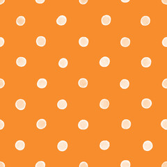 rainbow orange and white watercolor polka dots cute seamless pattern retro background