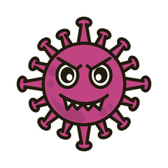 virus emoticon, covid-19 emoji character infection, face flat cartoon style