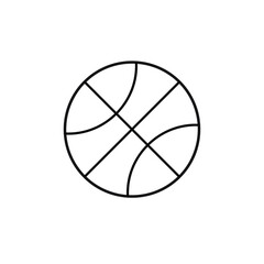 Vector black outline flat basketball ball isolated on white background