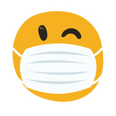 emoji wearing medical mask hand draw style