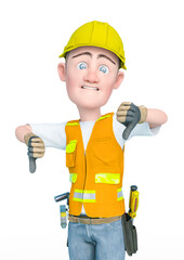 builder cartoon is disapproving the job