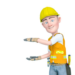 builder cartoon is measuring
