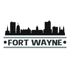 Naklejka premium Fort Wayne Indiana City Travel. City Skyline. Silhouette City. Design Vector. Famous Monuments.