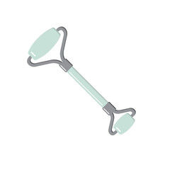 Vector flat cartoon mint green stone face massage Roller isolated on white background