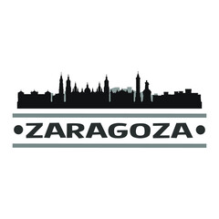Obraz premium Zaragoza Spain City Travel. City Skyline. Silhouette City. Design Vector. Famous Monuments.