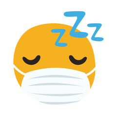 emoji asleep wearing medical mask hand draw style