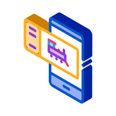electronic train ticket icon vector. isometric electronic train ticket sign. color isolated symbol illustration
