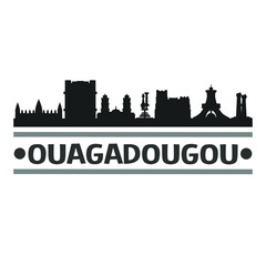 Ouagadougou Burkina Faso Travel. City Skyline. Silhouette City. Design Vector. Famous Monuments.