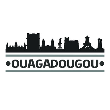 Ouagadougou Burkina Faso Travel. City Skyline. Silhouette City. Design Vector. Famous Monuments.