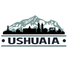 Fototapeta na wymiar Ushuaia Argentina Travel. City Skyline. Silhouette City. Design Vector. Famous Monuments.