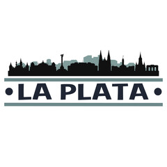 La Plata Argentina Travel. City Skyline. Silhouette City. Design Vector. Famous Monuments.