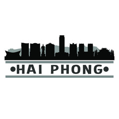 Hai Phong Vietnam Travel. City Skyline. Silhouette City. Design Vector. Famous Monuments.