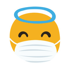 emoji angel wearing medical mask hand draw style