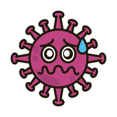 virus emoticon, covid-19 emoji character infection, face dizzy flat cartoon style