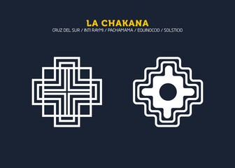 Fototapeta premium Inca Cross Chakana, Inti Raymi Ecuador, Peru emblematic symbol of an ancestral and cultural celebration of the Andean peoples for the winter solstice. Ethnic folk image. Tribe motif. Tribal. Pachamama