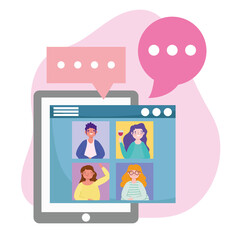 online party, birthday or meeting friends, smartphone people group celebration event with wine cup