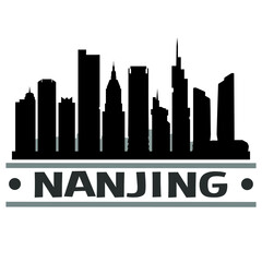 Nanjing China. City Skyline. Silhouette City. Design Vector. Famous Monuments