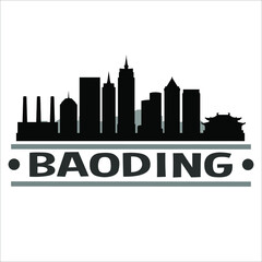 Baoding China. City Skyline. Silhouette City. Design Vector. Famous Monuments.