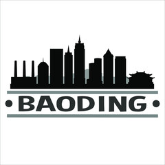 Naklejka premium Baoding China. City Skyline. Silhouette City. Design Vector. Famous Monuments.