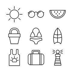 bundle of summer vacations set icons