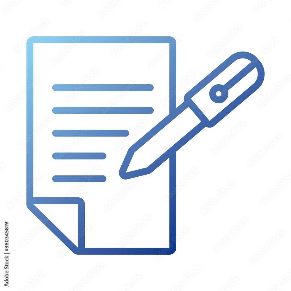 Poster paper document with pen gradient style icon